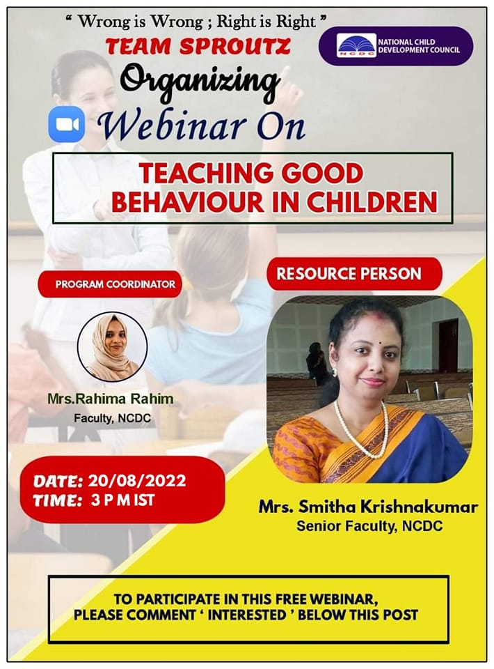 Free webinar on Teaching good behavior in children