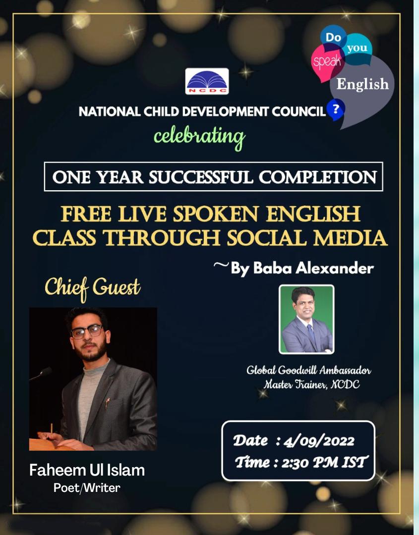 One year successful completion of Free Live Spoken English Class through Social Media