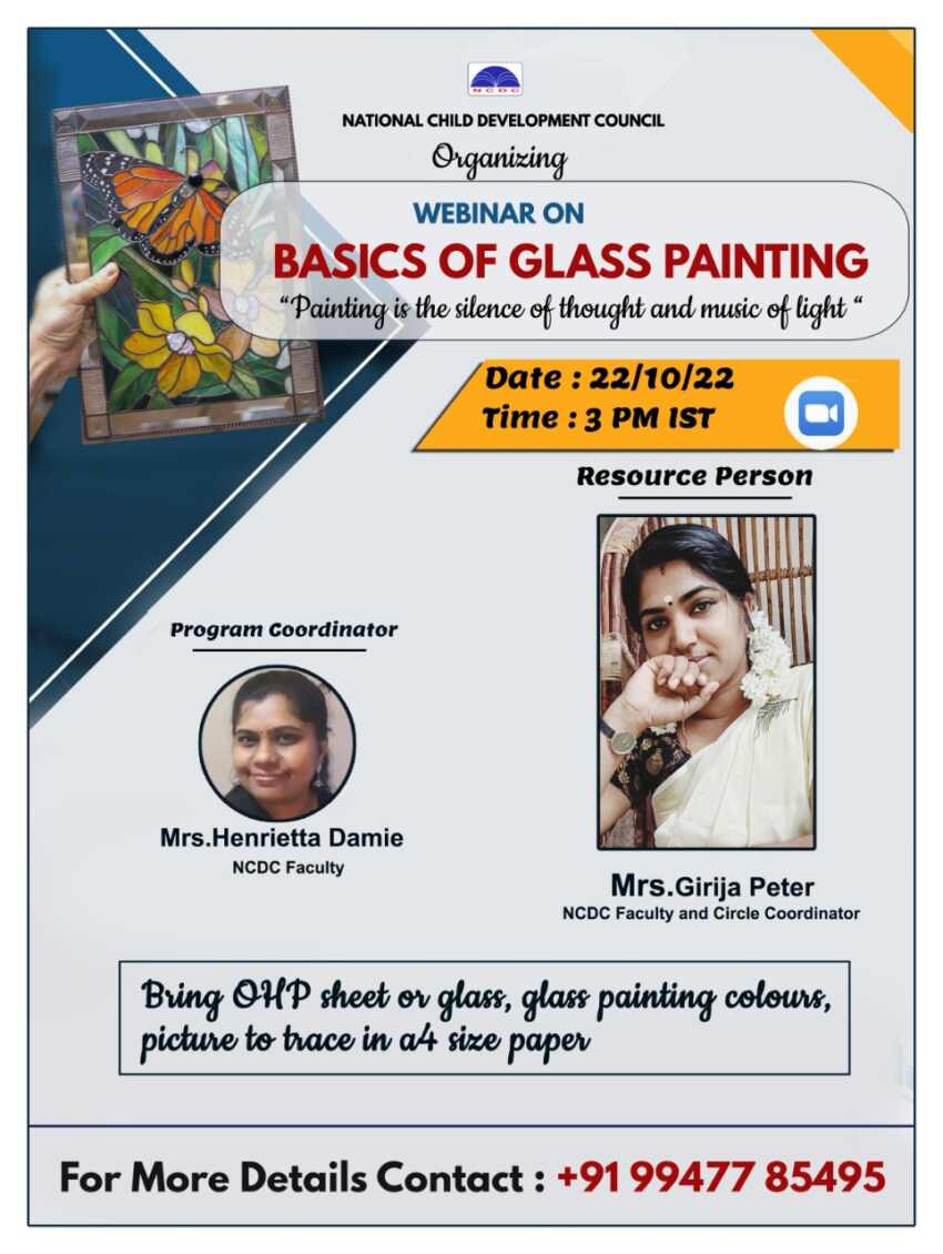 webinar titled ‘basics of glass painting’