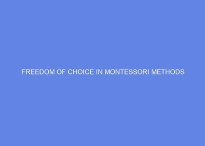 Freedom of Choice in Montessori Methods