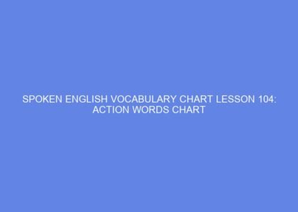 SPOKEN ENGLISH VOCABULARY CHART LESSON 104: ACTION WORDS CHART