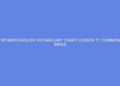 SPOKEN ENGLISH VOCABULARY CHART LESSON 11: COMMON BIRDS