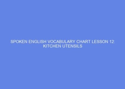 SPOKEN ENGLISH VOCABULARY CHART LESSON 12: KITCHEN UTENSILS