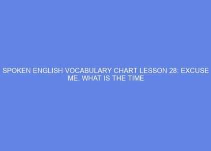 SPOKEN ENGLISH VOCABULARY CHART LESSON 28: EXCUSE ME. WHAT IS THE TIME