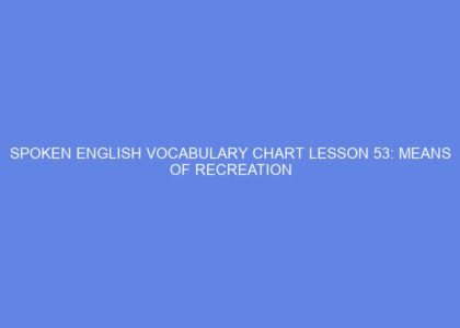 SPOKEN ENGLISH VOCABULARY CHART LESSON 53: MEANS OF RECREATION