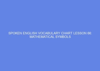 SPOKEN ENGLISH VOCABULARY CHART LESSON 66: MATHEMATICAL SYMBOLS