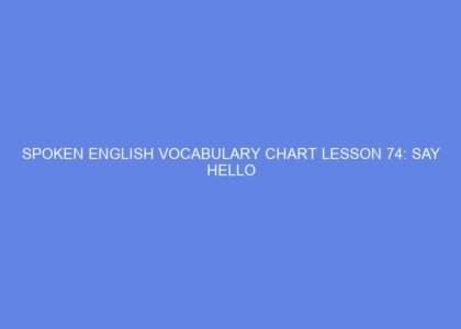 SPOKEN ENGLISH VOCABULARY CHART LESSON 74: SAY HELLO