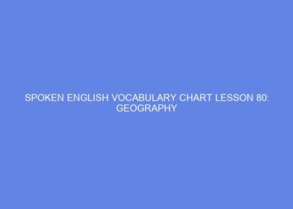 SPOKEN ENGLISH VOCABULARY CHART LESSON 80: GEOGRAPHY