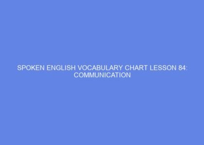SPOKEN ENGLISH VOCABULARY CHART LESSON 84: COMMUNICATION