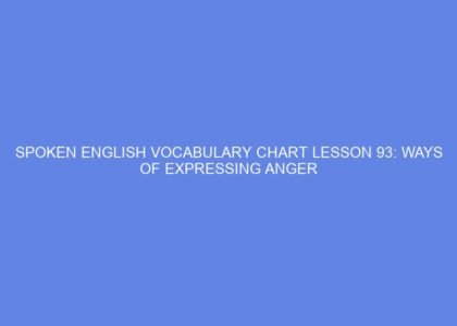 SPOKEN ENGLISH VOCABULARY CHART LESSON 93: WAYS OF EXPRESSING ANGER