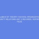 SYLLABUS OF THEORY 3 SCHOOL ORGANIZATION & COMMUNITY RELATIONS Unit 2 RECORDS, REPORTS AND FILES: DAY 3-4