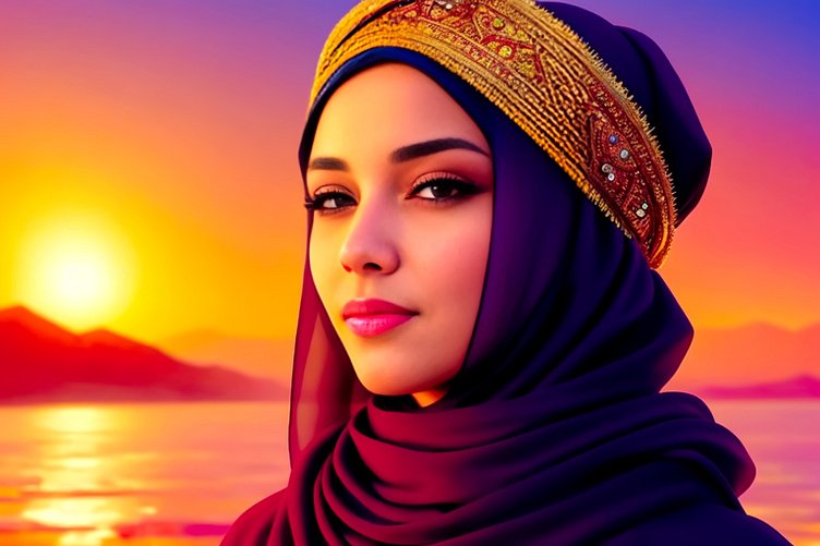 Beautiful arabic girl with hijab at sunset | ai by ravadineum on ...
