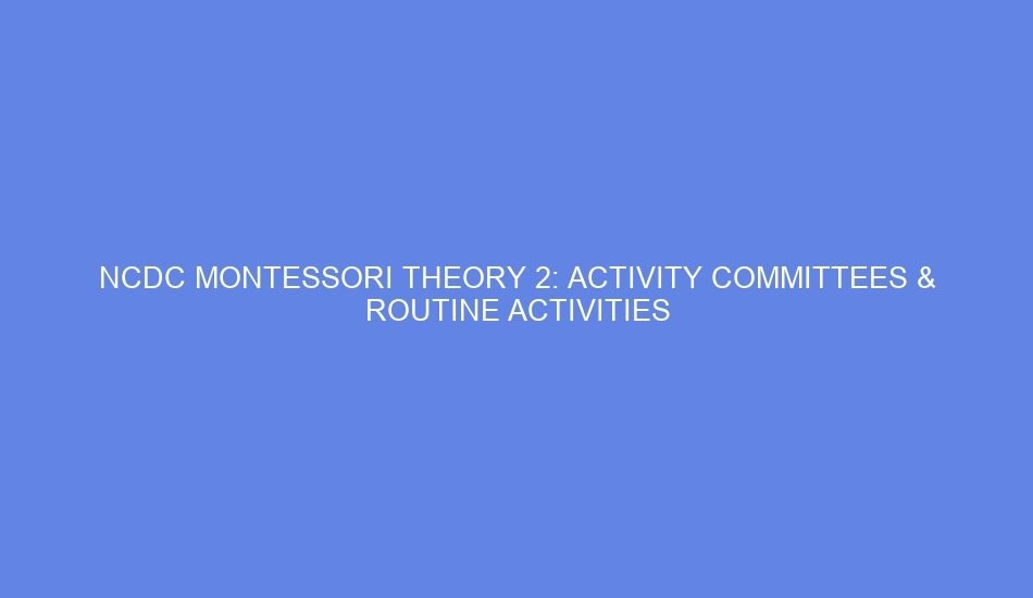 Ncdc montessori theory 2: activity committees & routine activities
