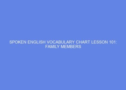 Spoken english vocabulary chart lesson 101: family members