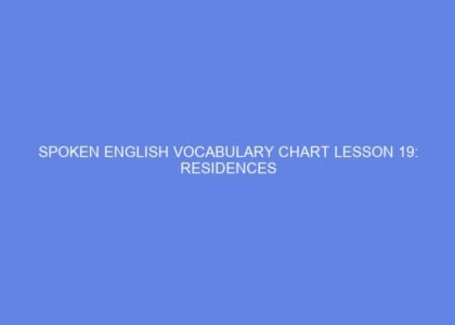 Spoken english vocabulary chart lesson 19: residences