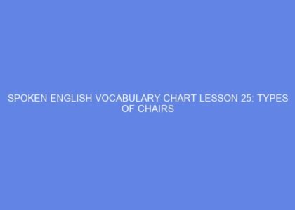 Spoken english vocabulary chart lesson 25: types of chairs