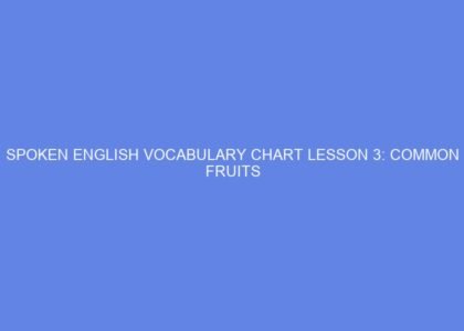Spoken english vocabulary chart lesson 3: common fruits