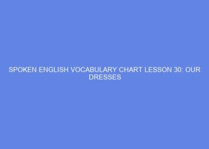 Spoken english vocabulary chart lesson 30: our dresses