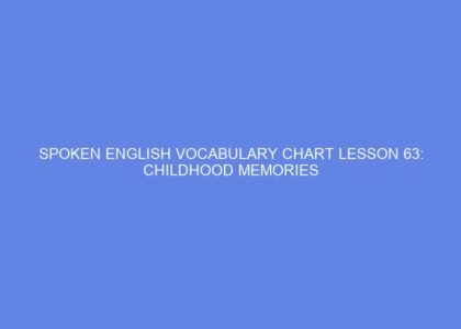 Spoken english vocabulary chart lesson 63: childhood memories