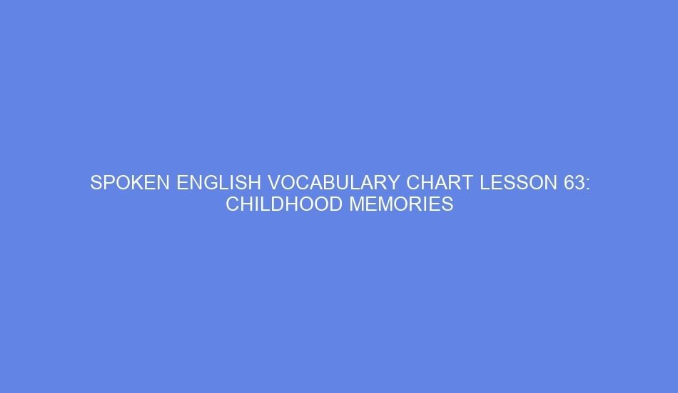 Spoken english vocabulary chart lesson 63: childhood memories