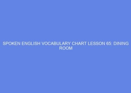 Spoken english vocabulary chart lesson 65: dining room