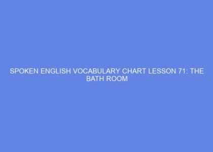 Spoken english vocabulary chart lesson 71: the bath room