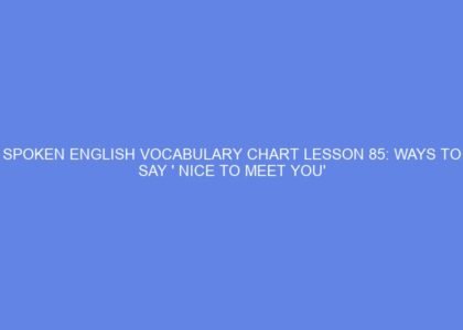 Spoken english vocabulary chart lesson 85: ways to say ' nice to meet you'