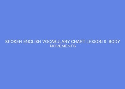 Spoken english vocabulary chart lesson 9: body movements