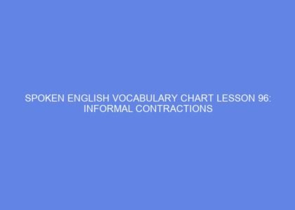 Spoken english vocabulary chart lesson 96: informal contractions