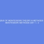 SYLLABUS OF MONTESSORI THEORY & METHODS UNIT 1 MONTESSORI METHODS DAY 1 – 3