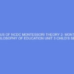 SYLLABUS OF NCDC MONTESSORI THEORY 2- MONTESSORI PHILOSOPHY OF EDUCATION Unit 3 CHILD’S SELF CONSTRUCTION: DAY 5-6
