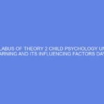 SYLLABUS OF THEORY 2 CHILD PSYCHOLOGY UNIT 9 LEARNING AND ITS INFLUENCING FACTORS DAY 11