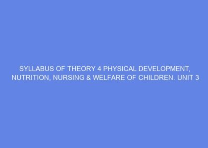 Syllabus of theory 4 physical development, nutrition, nursing & welfare of children. unit 3 ayurveda, siddha, unani & naturopathy an overview day 6 8